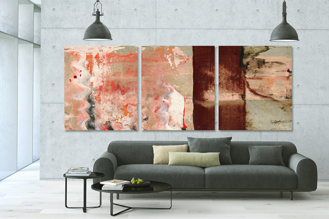 Abstract Triptych Painting For Sale – Moment Of Glory