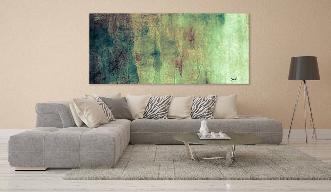 Mississippi Morning - Contemporary Abstract Landscape Painting - Gallery Abstract Painting Display